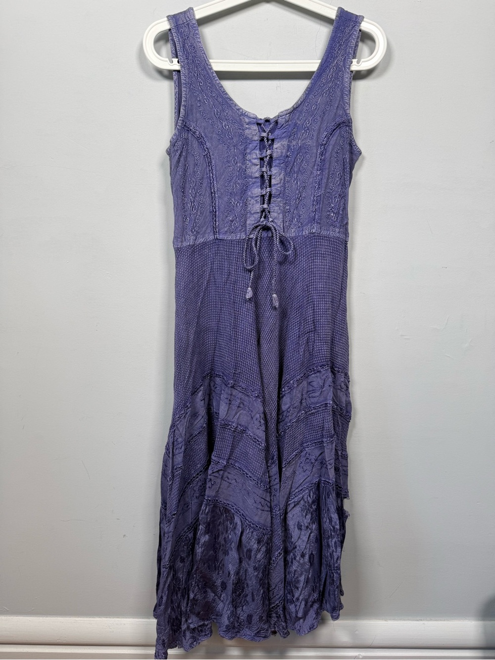 Flower by The Little Bazaar Purple Boho Lace Up Midi Dress One Size Renaissance